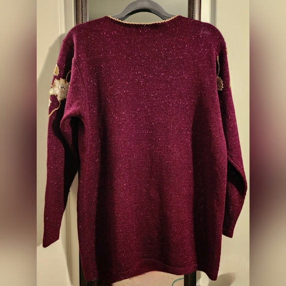 Jaclyn Smith Burgundy Sweater with Gold Accents - Picture 5 of 10